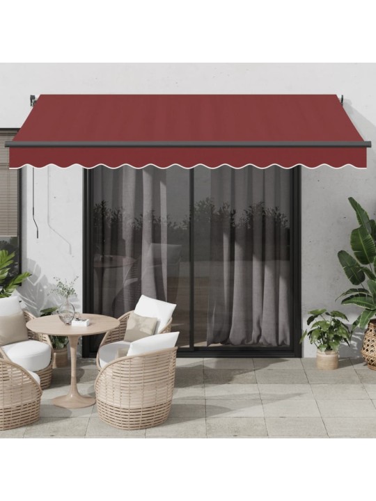 Rankiniu būdu ištraukiama markizė su LED, bordo, 350x250cm