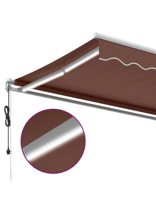 Automatinė ištraukiama markizė su LED, ruda, 450x300cm