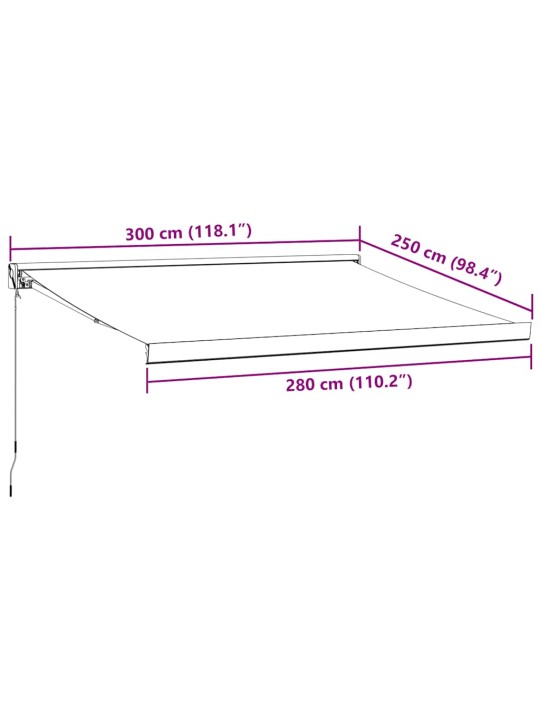 Ištraukiama markizė, antracito/balta, 3x2,5m, audinys/aliuminis