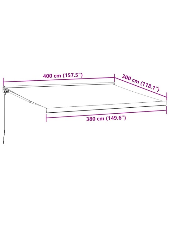 Ištraukiama markizė, antracito/balta, 4x3m, audinys/aliuminis