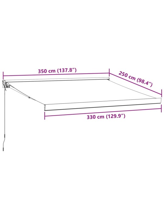 Ištraukiama markizė, antracito/balta, 3,5x2,5m, audinys