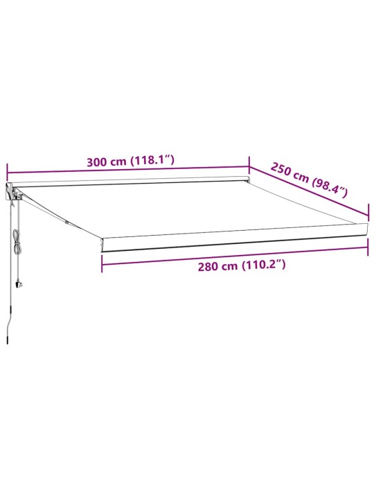 Ištraukiama markizė, antracito/balta, 3x2,5m, audinys/aliuminis