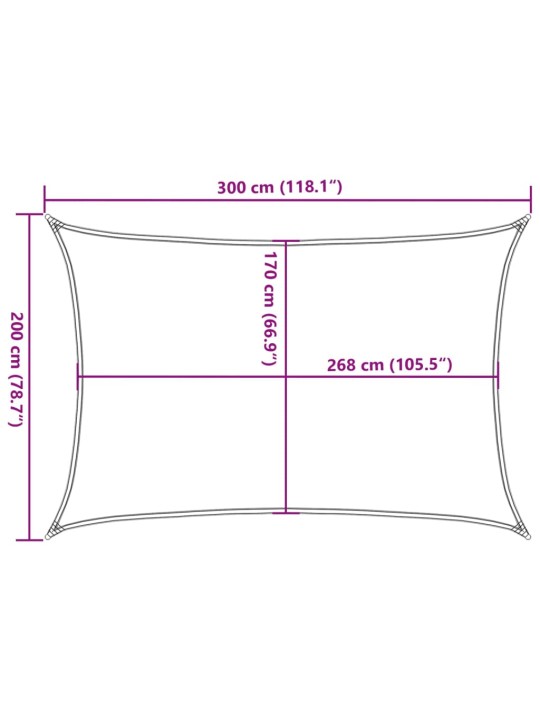 Burė nuo saulės, pilka, 3x2m, 100% oksfordo poliesteris