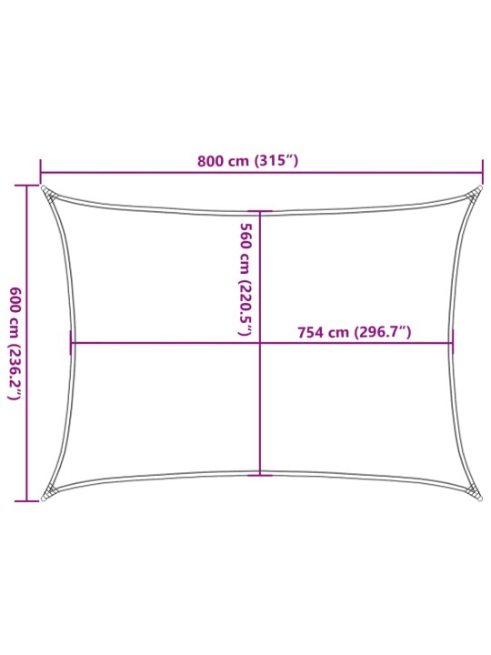 Burė nuo saulės, pilka, 8x6m, 100% oksfordo poliesteris