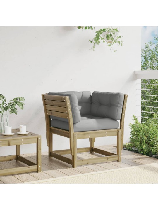 Sodo sofos dalis su pagalvėlėmis, 83x73x78cm, impregnuota pušis