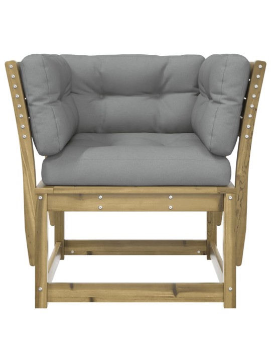 Sodo sofos dalis su pagalvėlėmis, 83x73x78cm, impregnuota pušis