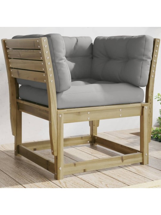 Sodo sofos dalis su pagalvėlėmis, 83x73x78cm, impregnuota pušis