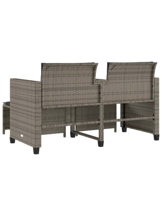 Dvivietė sodo sofa su staliuku/taburetėmis, pilka, poliratanas