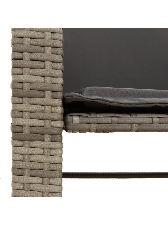 Dvivietė sodo sofa su staliuku/taburetėmis, pilka, poliratanas