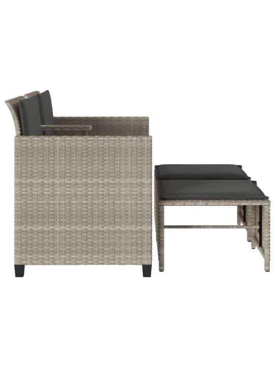 Dvivietė sodo sofa su staliuku/taburetėmis, pilka, poliratanas