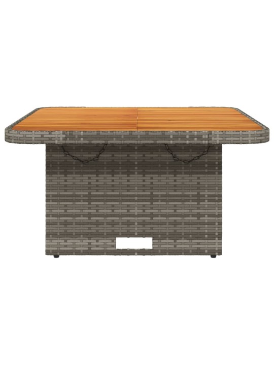 Sodo stalas, pilkas, 80x80x71cm, poliratanas/akacijos mediena