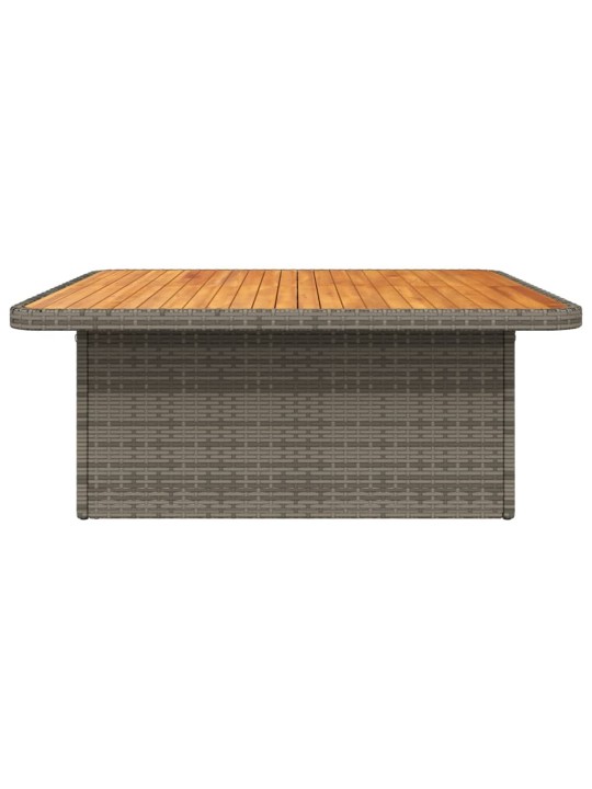 Sodo stalas, pilkas, 110x110x71cm, poliratanas/akacijos mediena