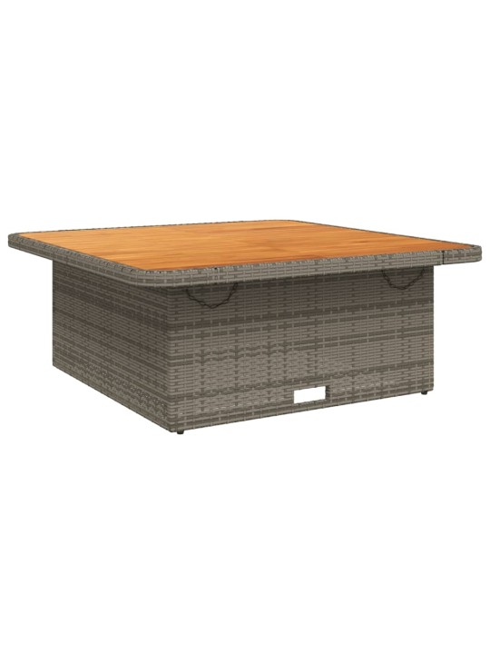 Sodo stalas, pilkas, 110x110x71cm, poliratanas/akacijos mediena