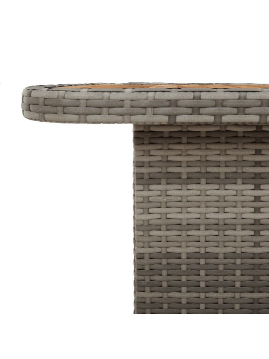 Sodo stalas, pilkas, 110x110x71cm, poliratanas/akacijos mediena