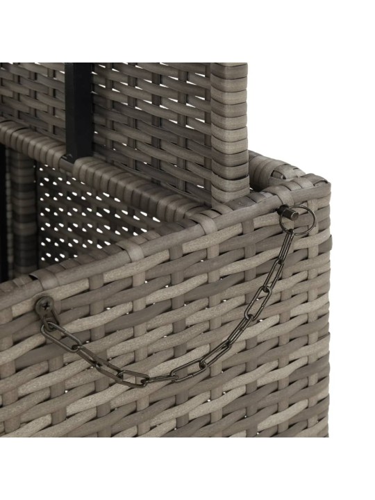 Sodo stalas, pilkas, 110x110x71cm, poliratanas/akacijos mediena