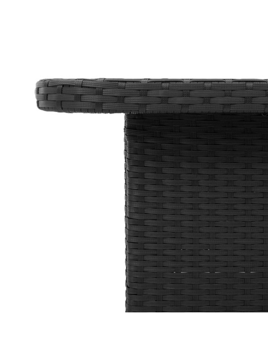 Sodo stalas, juodas, 90x55x71cm, poliratanas/akacijos mediena