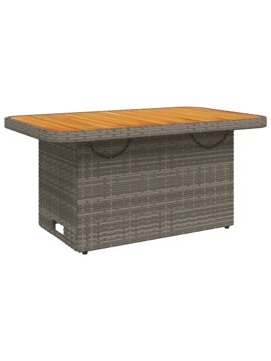 Sodo stalas, pilkas, 90x55x71cm, poliratanas/akacijos mediena