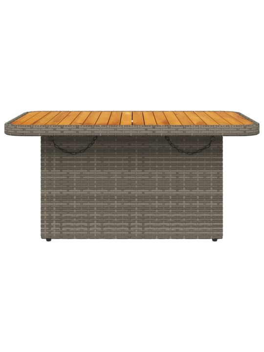 Sodo stalas, pilkas, 90x55x71cm, poliratanas/akacijos mediena