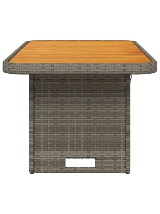 Sodo stalas, pilkas, 90x55x71cm, poliratanas/akacijos mediena