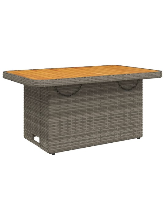 Sodo stalas, pilkas, 90x55x71cm, poliratanas/akacijos mediena