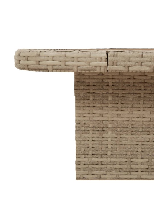 Sodo stalas, smėlio, 90x55x71cm, poliratanas/akacijos mediena