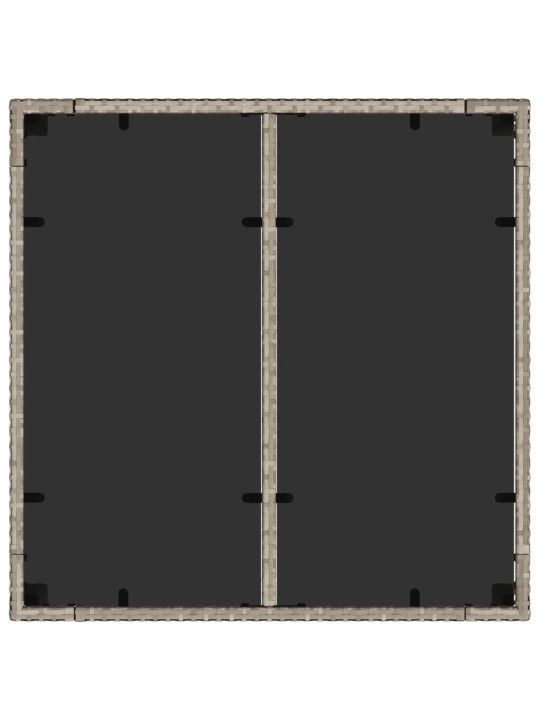 Stalas su stikliniu stalviršiu, pilkas, 90x90x75cm, poliratanas