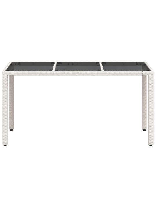 Stalas su stikliniu stalviršiu, baltas, 150x90x75cm, ratanas