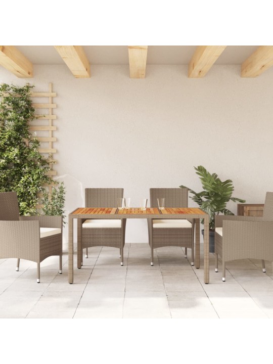 Sodo stalas, smėlio, 150x90x75cm, poliratanas ir akacija