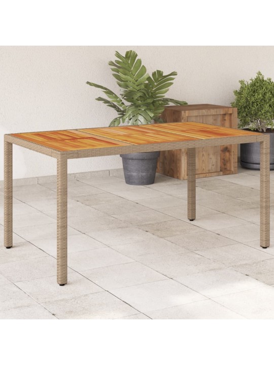 Sodo stalas, smėlio, 150x90x75cm, poliratanas ir akacija