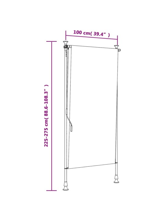 Lauko roletas, mėlynas ir baltas, 100x270cm, audinys ir plienas