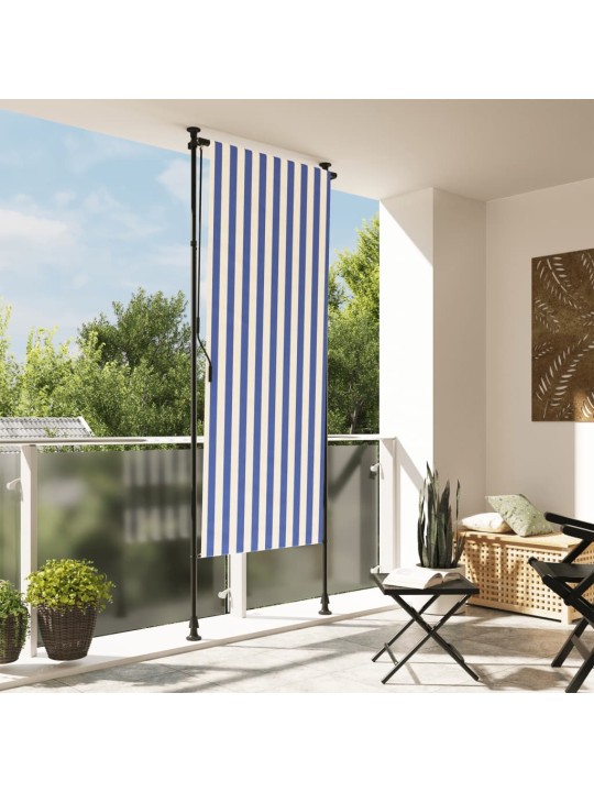 Lauko roletas, mėlynas ir baltas, 100x270cm, audinys ir plienas