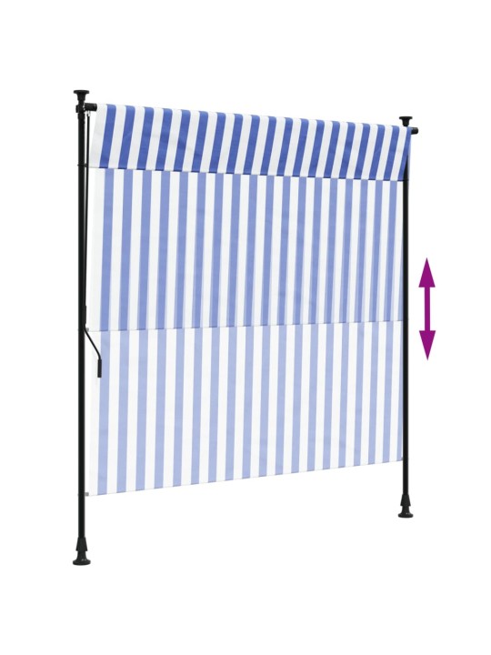 Lauko roletas, mėlynas ir baltas, 150x270cm, audinys ir plienas