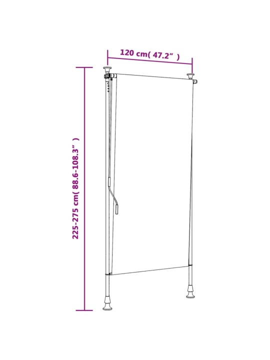 Lauko roletas, oranžinis/baltas, 120x270cm, audinys ir plienas