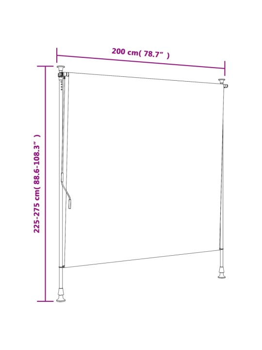 Lauko roletas, oranžinis/baltas, 200x270cm, audinys ir plienas