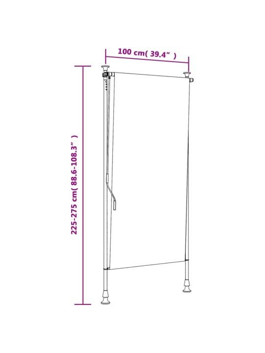 Lauko roletas, geltonas/baltas, 100x270cm, audinys ir plienas