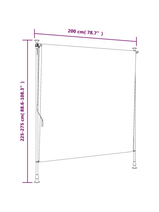 Lauko roletas, geltonas/baltas, 200x270cm, audinys ir plienas