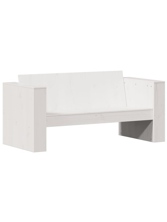 Dvivietė sodo sofa, balta, 134x60x62cm, pušies medienos masyvas