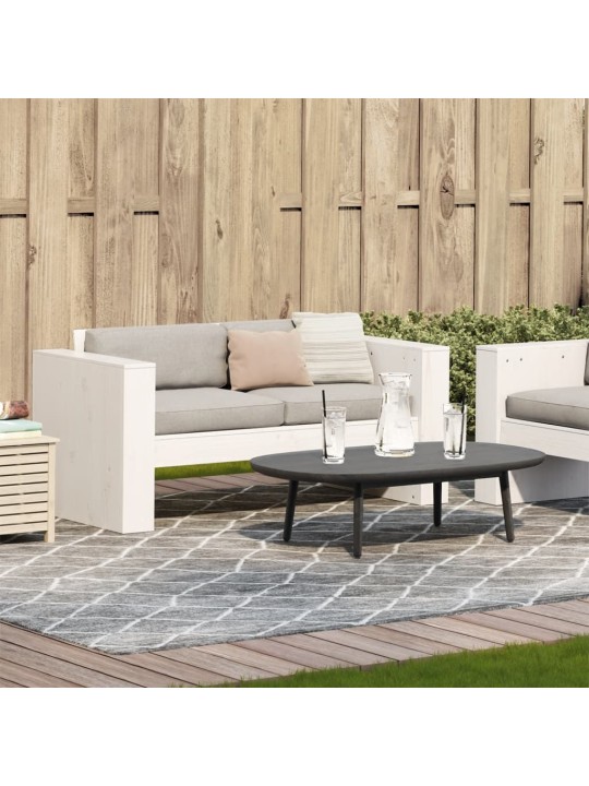 Dvivietė sodo sofa, balta, 134x60x62cm, pušies medienos masyvas