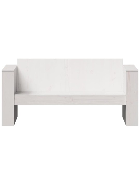Dvivietė sodo sofa, balta, 134x60x62cm, pušies medienos masyvas