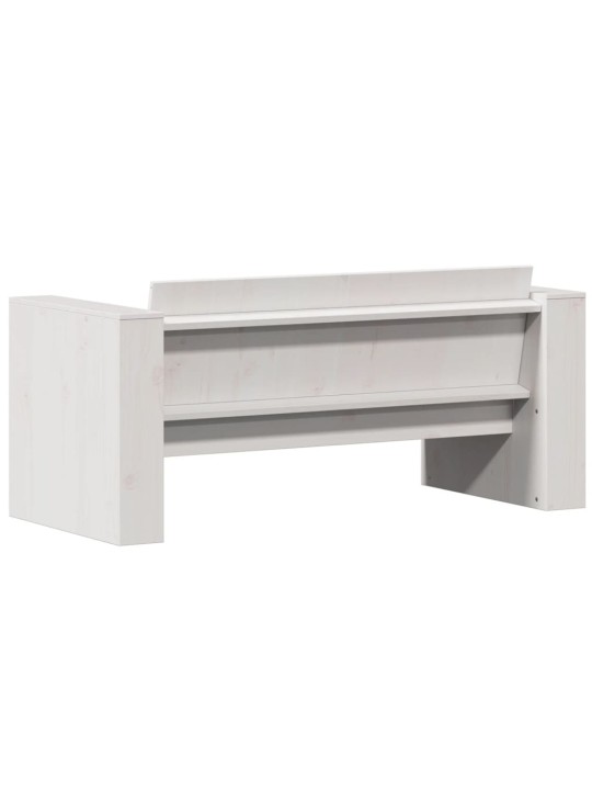 Dvivietė sodo sofa, balta, 134x60x62cm, pušies medienos masyvas