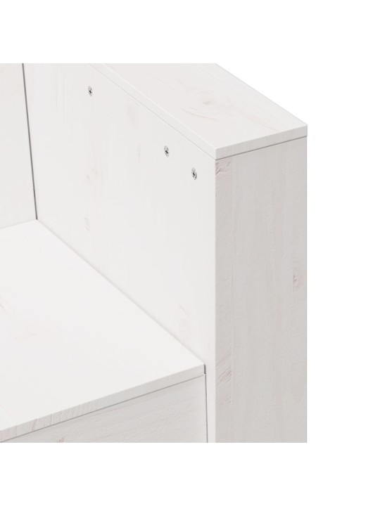 Dvivietė sodo sofa, balta, 134x60x62cm, pušies medienos masyvas