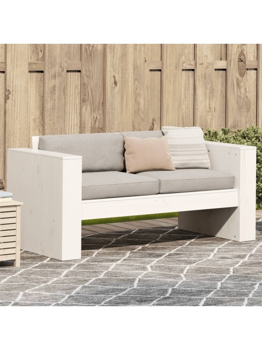 Dvivietė sodo sofa, balta, 134x60x62cm, pušies medienos masyvas