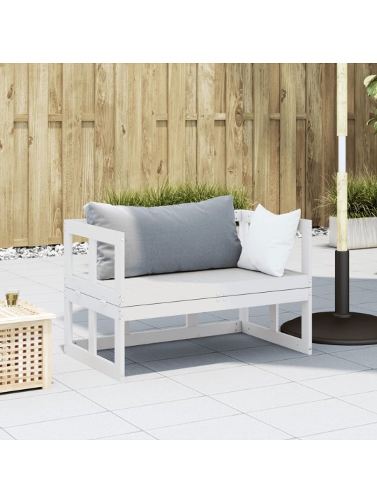 Sodo sofa-suoliukas, baltas, pušies masyvas, išskleidžiama