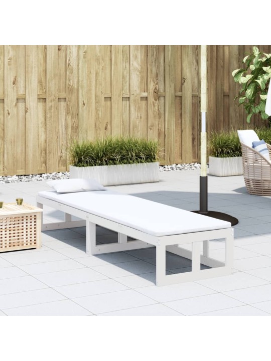 Sodo sofa-suoliukas, baltas, pušies masyvas, išskleidžiama