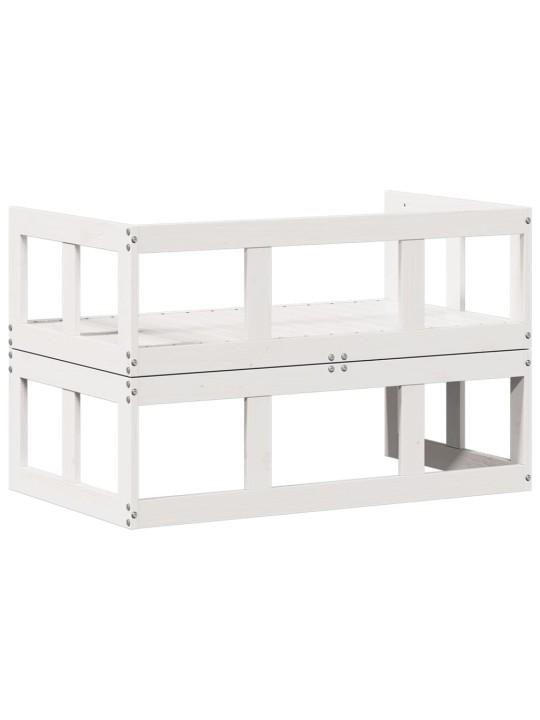 Sodo sofa-suoliukas, baltas, pušies masyvas, išskleidžiama