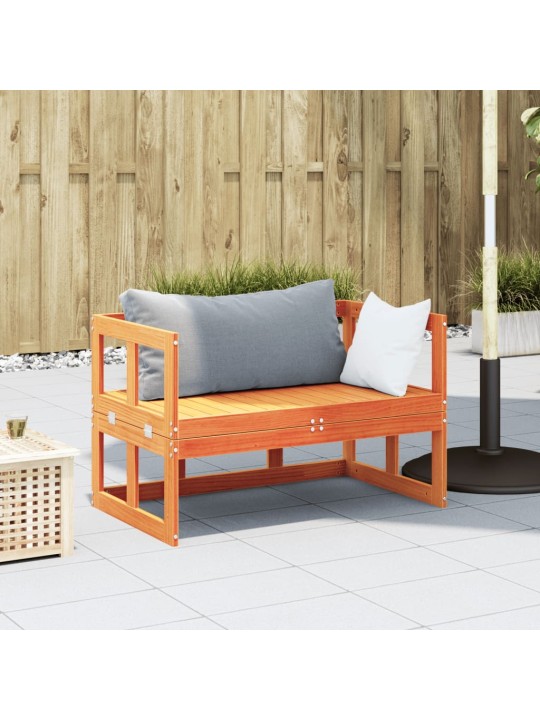 Sodo sofa-suoliukas, vaško rudas, pušies masyvas, išskleidžiama