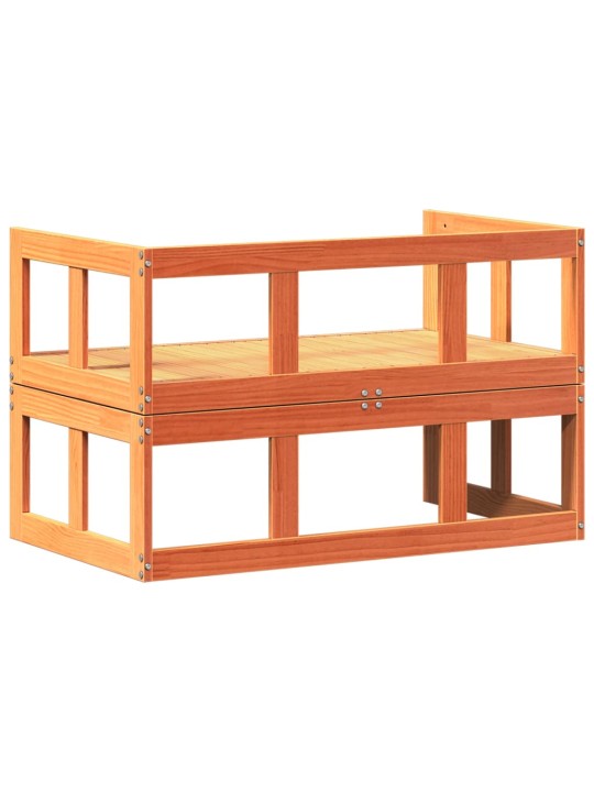 Sodo sofa-suoliukas, vaško rudas, pušies masyvas, išskleidžiama
