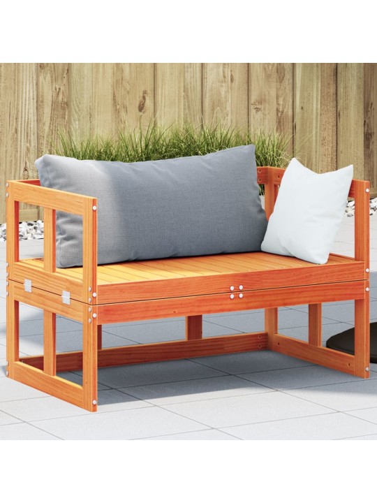 Sodo sofa-suoliukas, vaško rudas, pušies masyvas, išskleidžiama