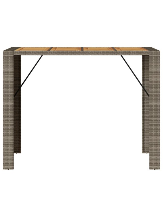 Stalas su akacijos stalviršiu, pilkas, 145x80x110cm, PE ratanas
