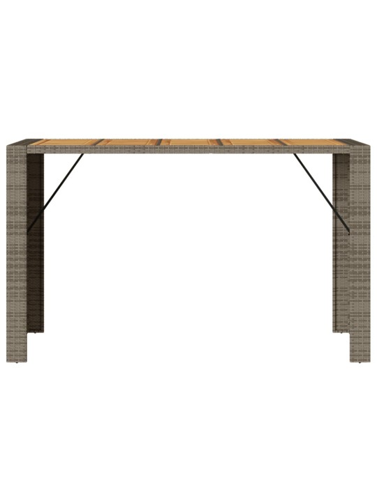 Stalas su akacijos stalviršiu, pilkas, 185x80x110cm, PE ratanas